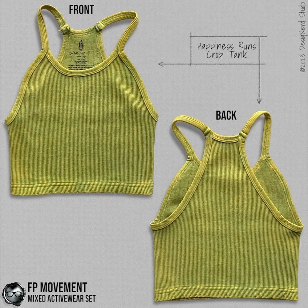FP MOVEMENT SET GOOD KARMA SQUARE NECK BRA + TENNIS SHORTS + HAPPINESS RUNS CROP